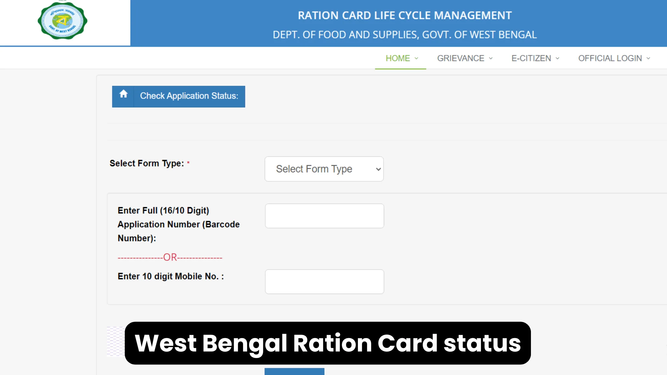 West Bengal Ration Card status