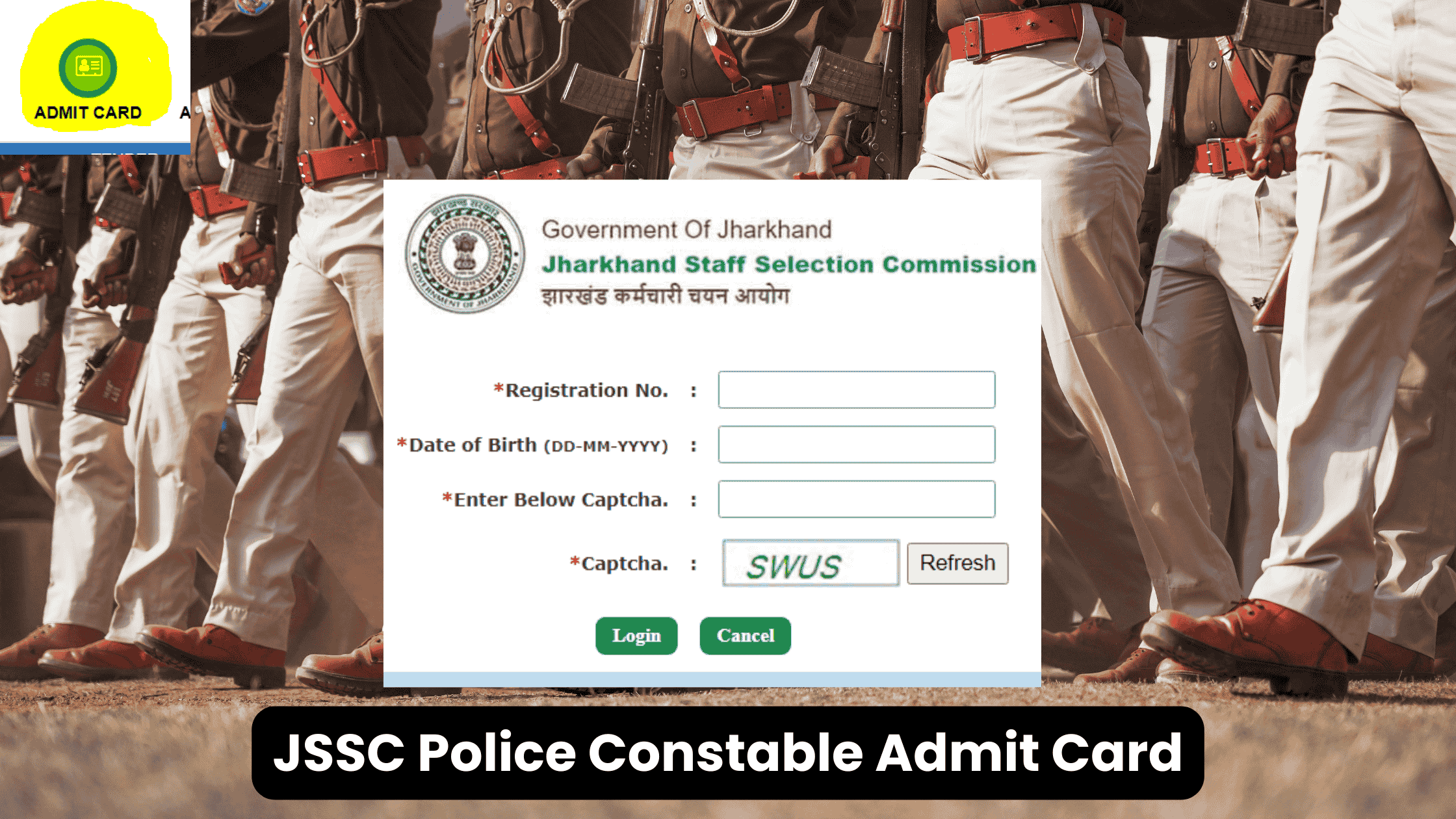 JSSC Police constable Admit Card