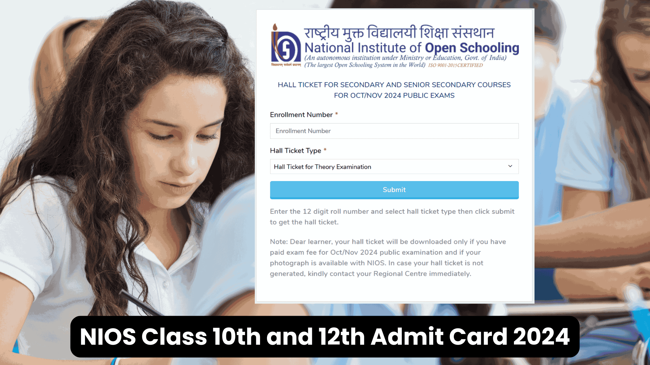 NIOS Class 10th and 12th Admit Card