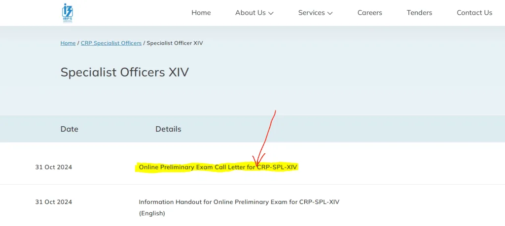 IBPS SO Admit card for prelims exam link on the official Portal