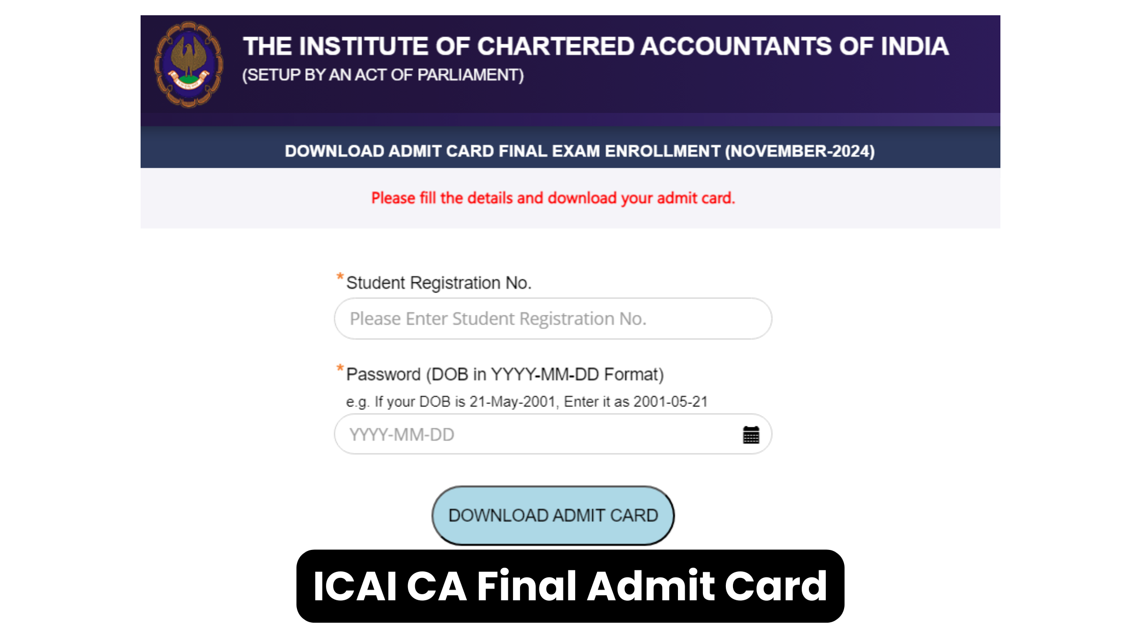 ICAI CA Final Admit Card