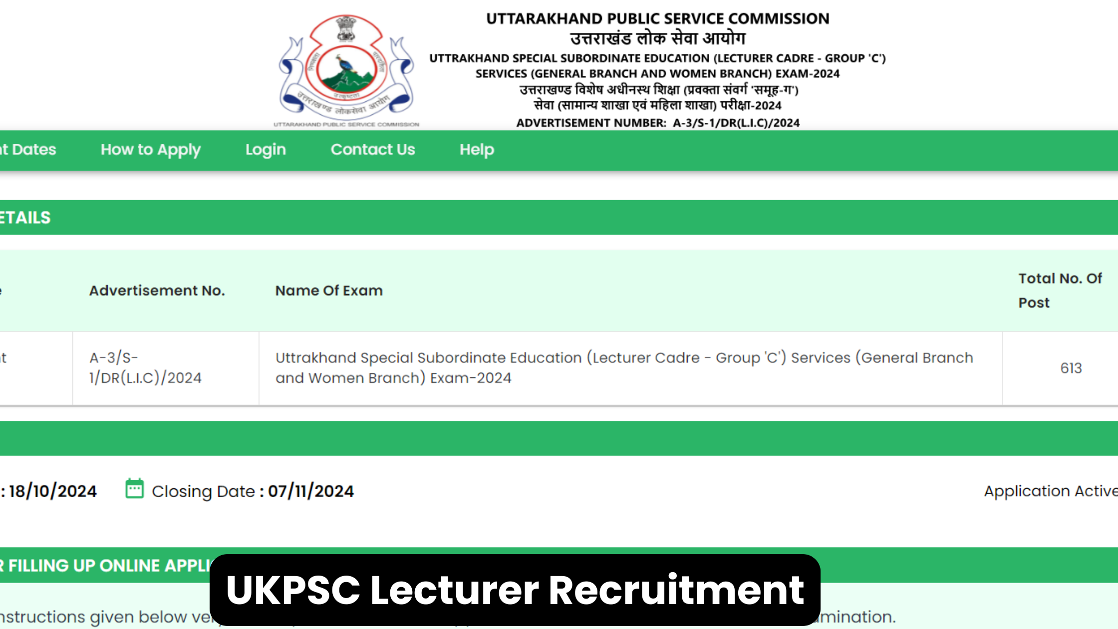 UKPSC Lecturer Recruitment