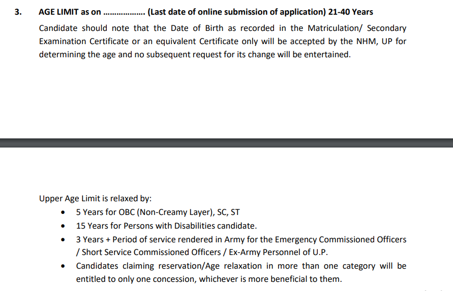 Age Criteria and Age relaxation for UP Community Health Officer Recruitment