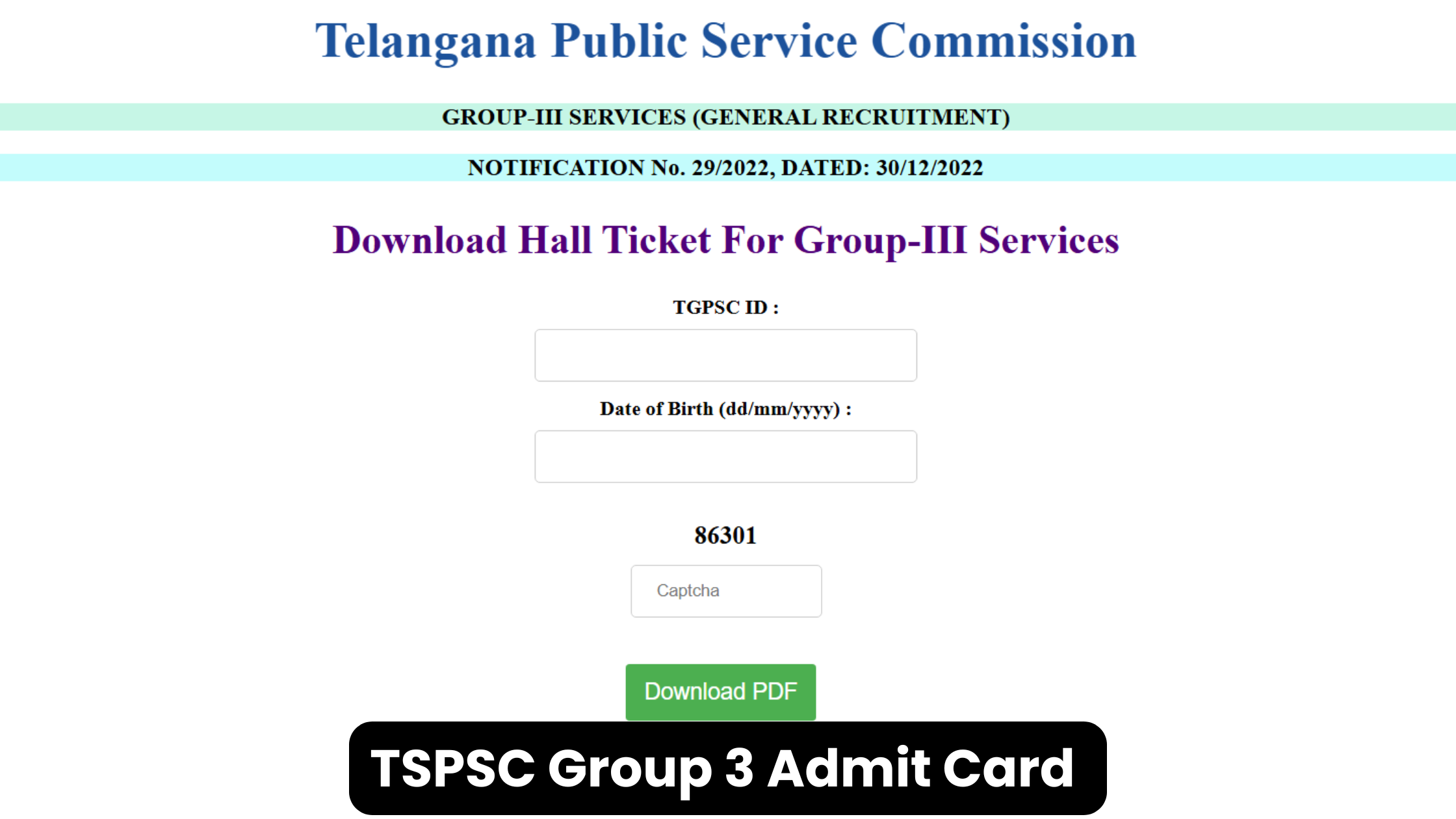 TSPSC Group 3 Admit Card