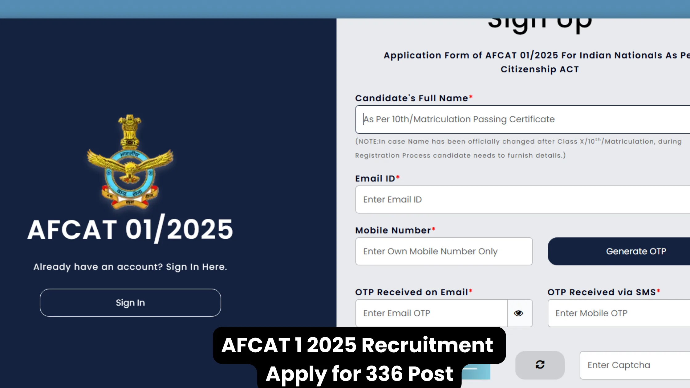 AFCAT 1 2025 Recruitment