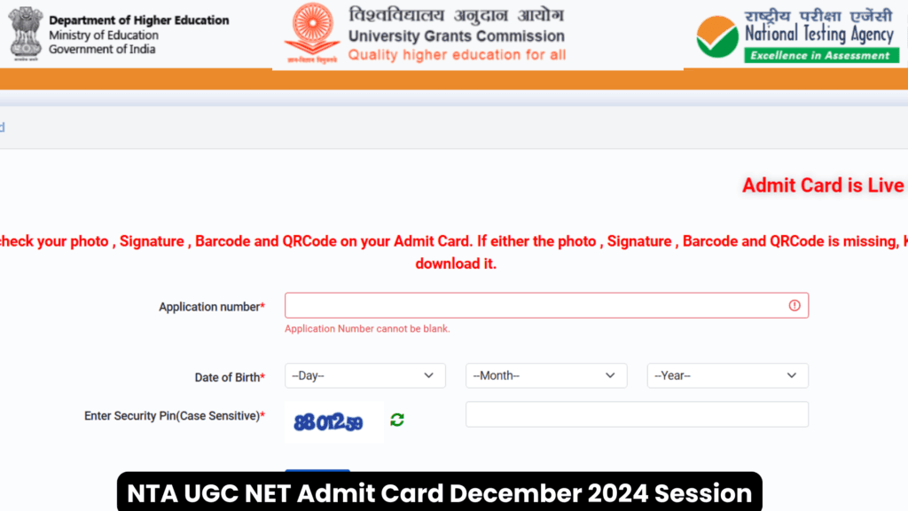 NTA UGC NET Admit Card December 2024 Session