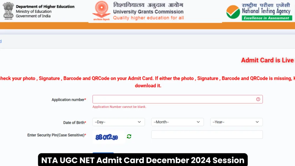 NTA UGC NET Admit Card December 2024 Session