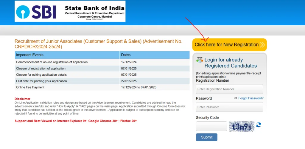 New Registration link