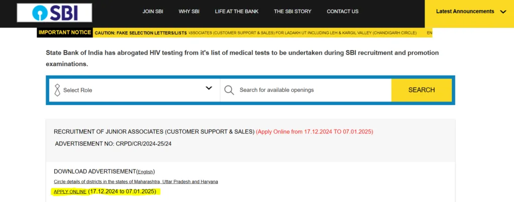 SBI clerk Recruitment 2024 Apply online link on SBI official Portal