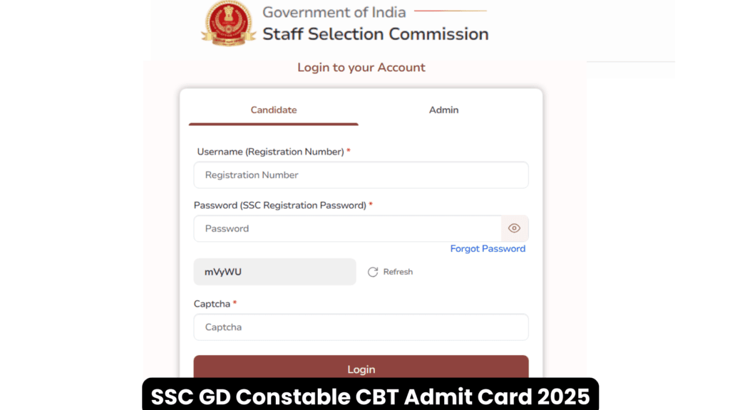 SSC GD Constable CBT Admit Card 2025