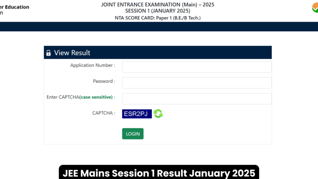 JEE Mains Session 1 Result January 2025