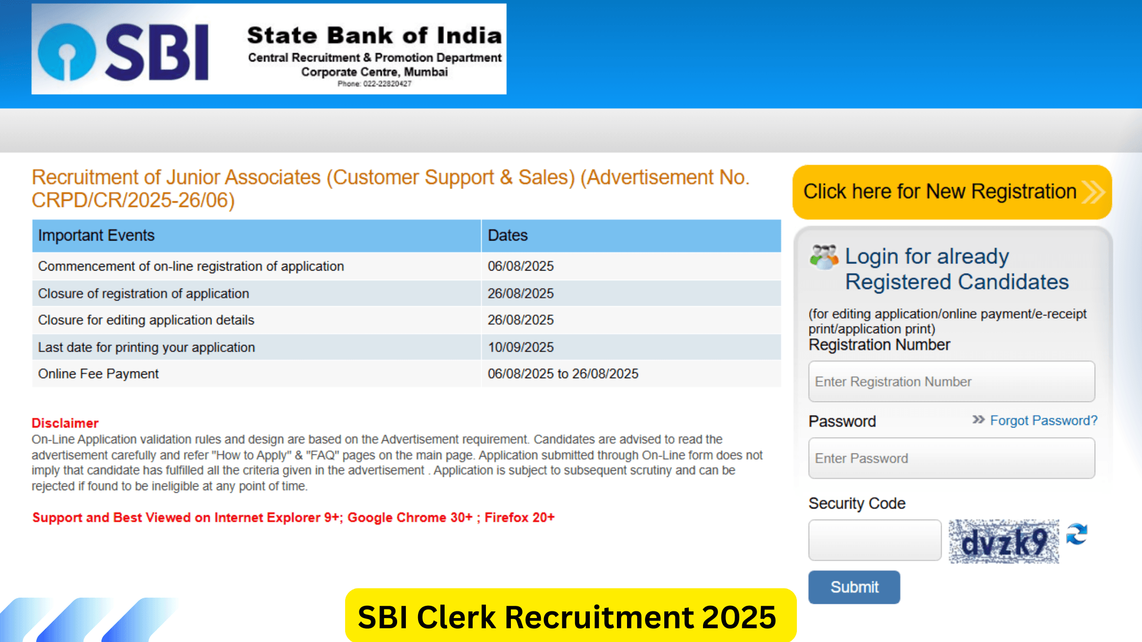 SBI Clerk Recruitment 2025