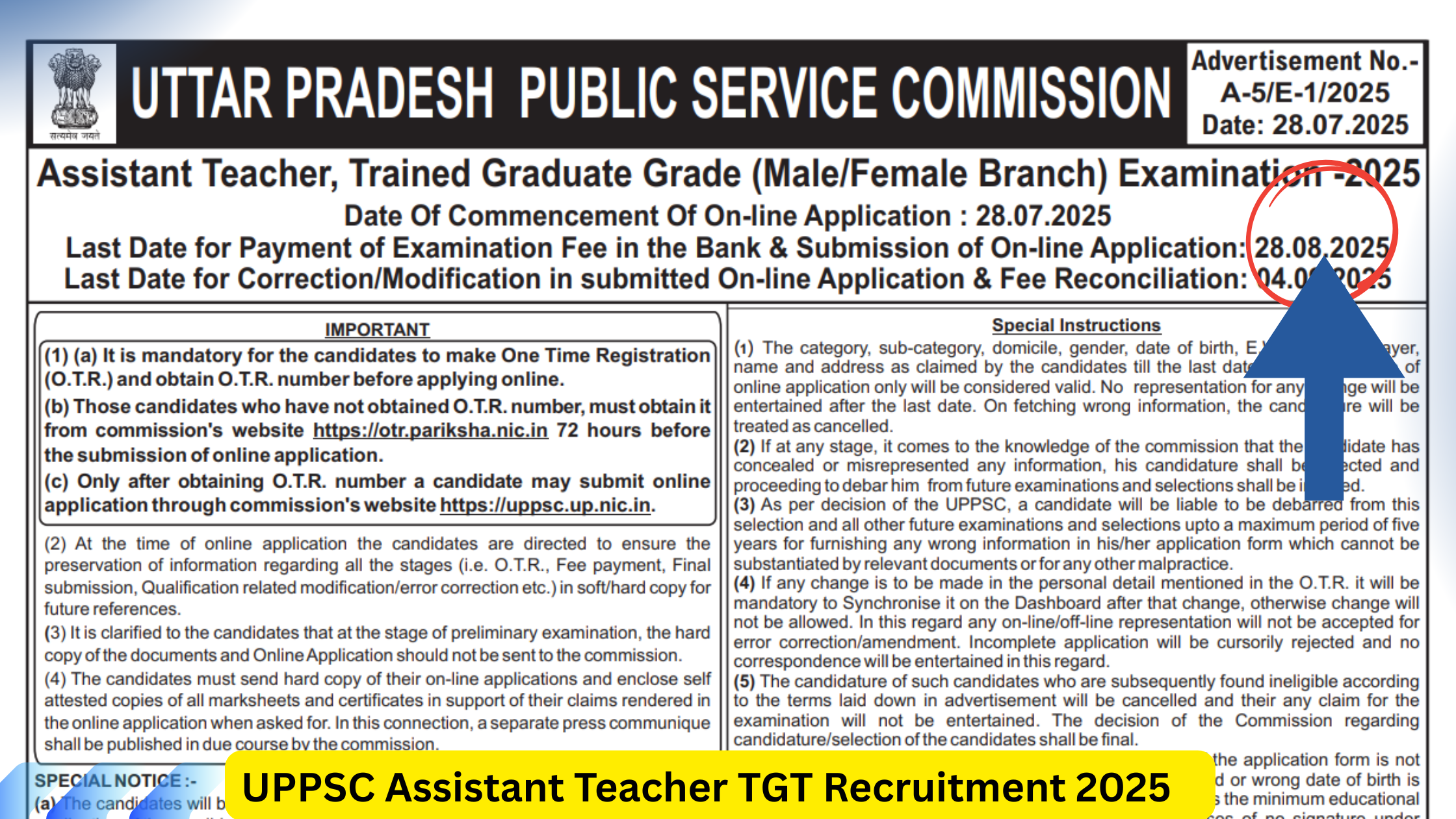 UPPSC Assistant Teacher TGT Recruitment 2025