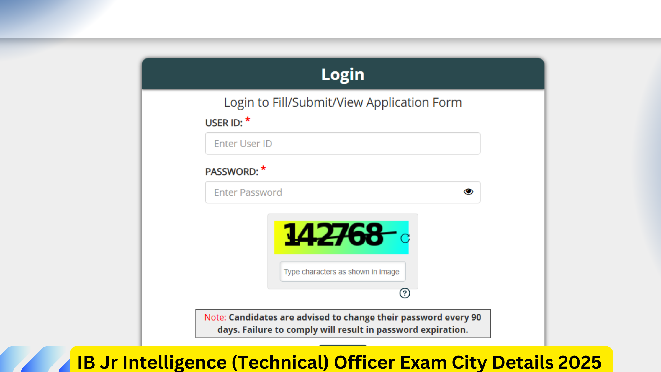 IB Jr Intelligence Officer Exam City Details 2025