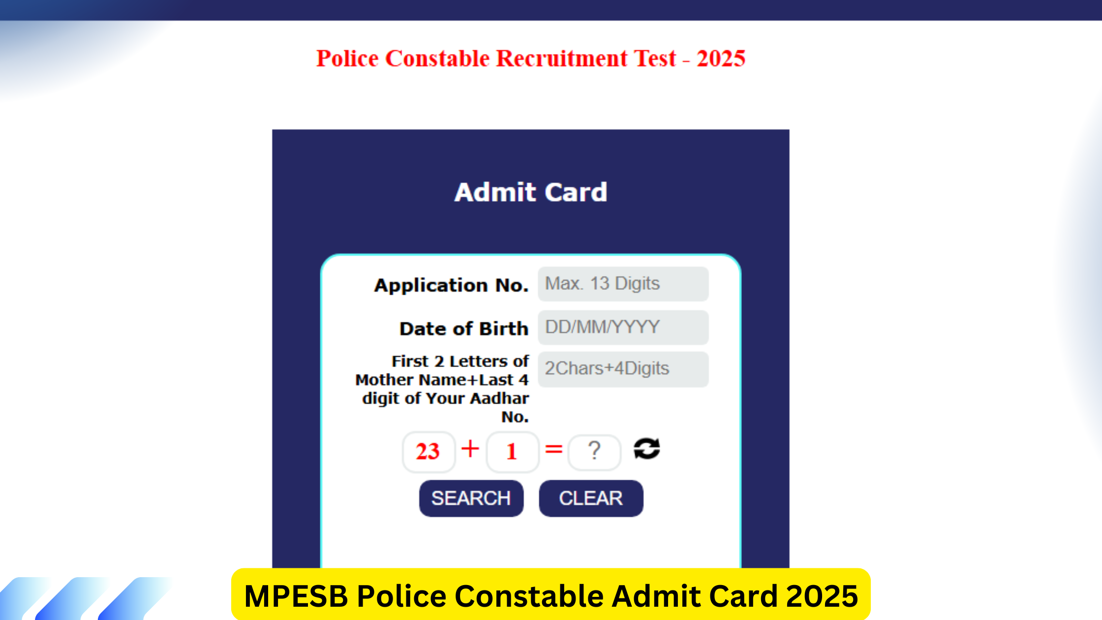 MPESB Police Constable Admit Card 2025