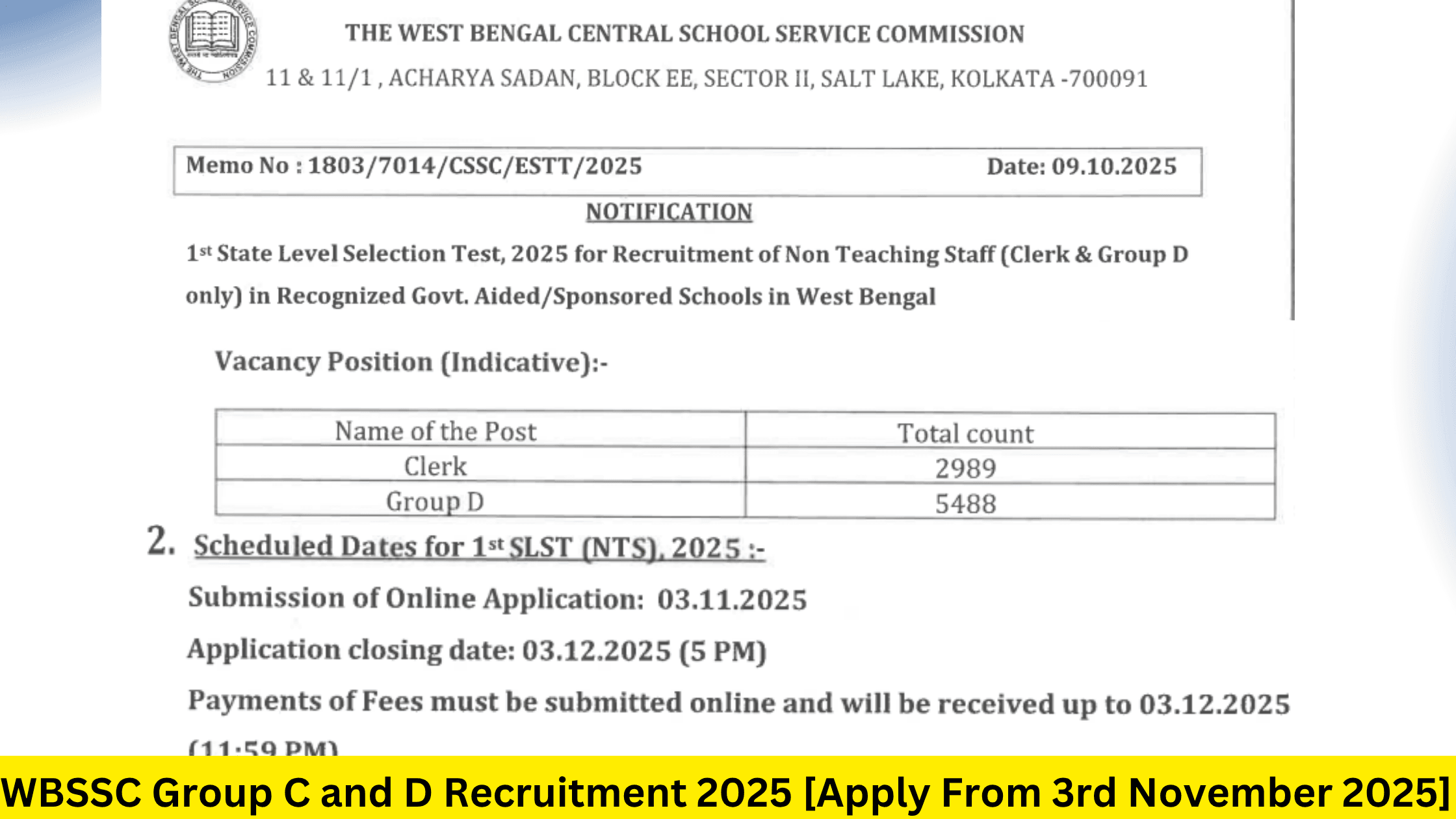 WBSSC Group C and D Recruitment 2025