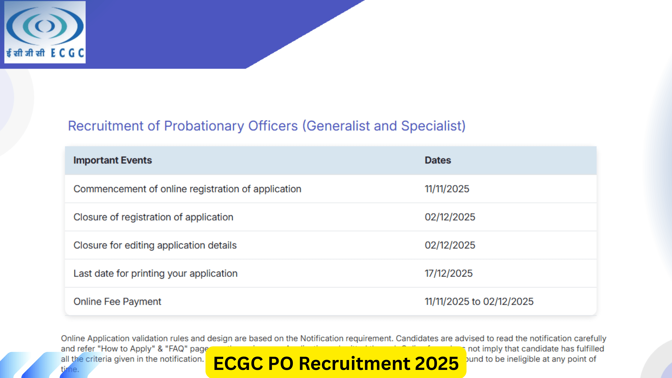ECGC PO Recruitment 2025