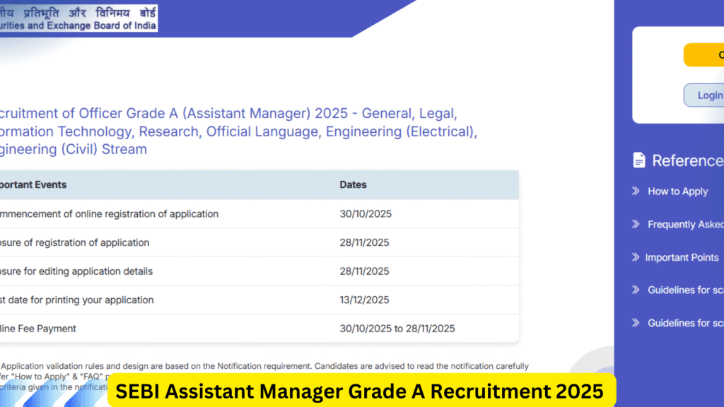 SEBI Assistant Manager Grade A Recruitment 2025 [Apply Online]: Apply ...