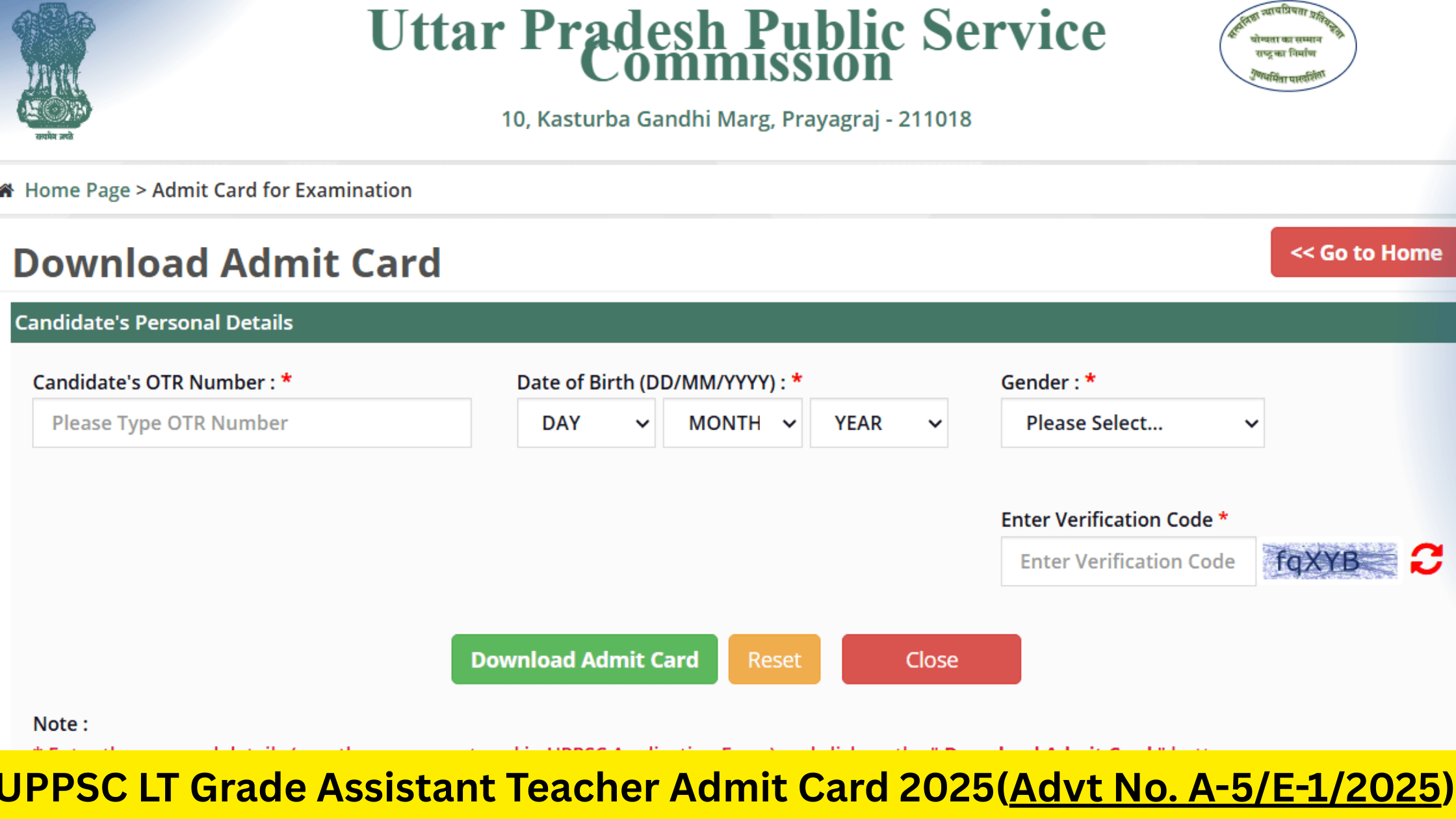 UPPSC LT Grade Assistant Teacher Admit Card 2025