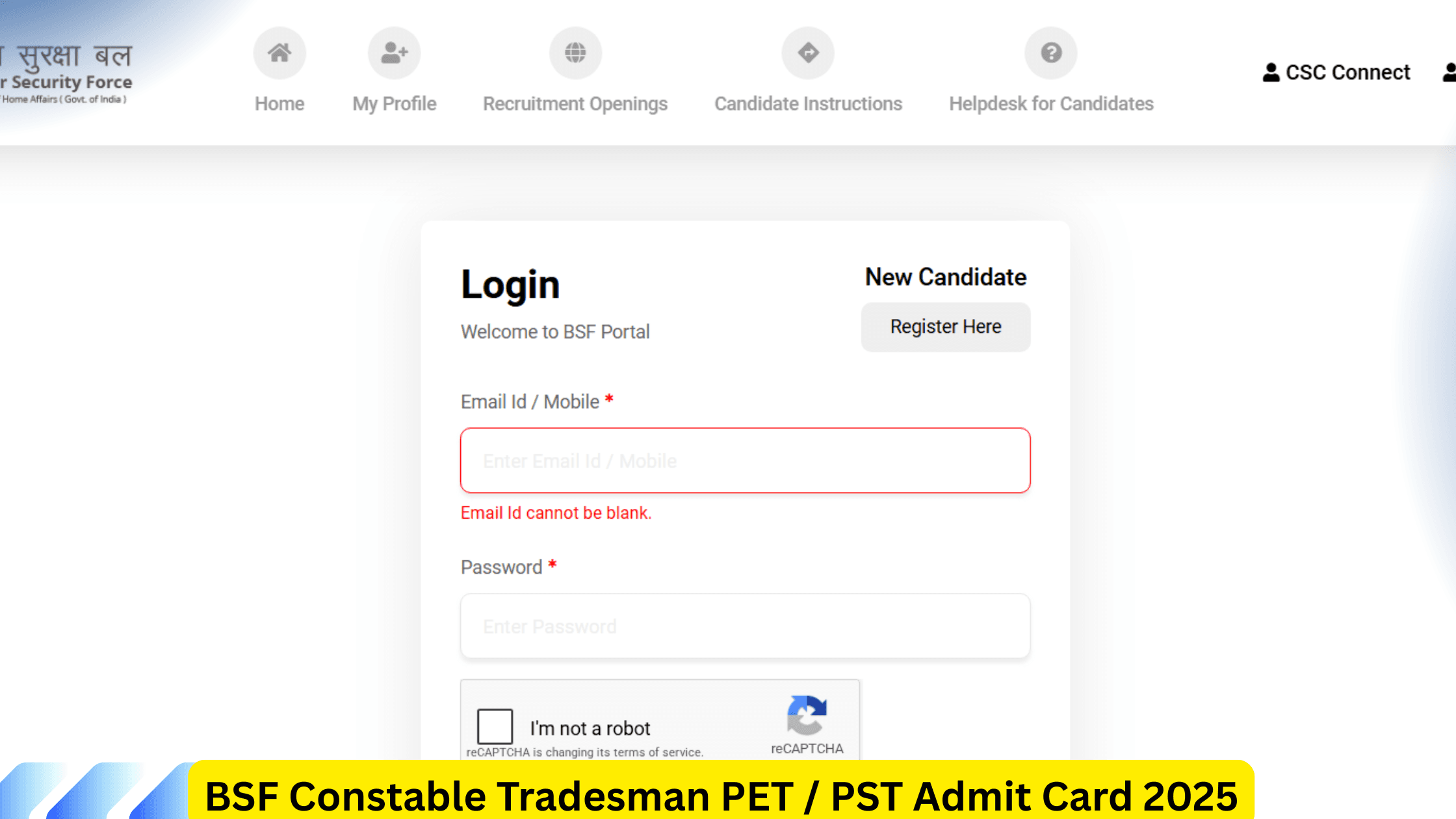 BSF Constable Tradesman PET PST Admit Card 2025