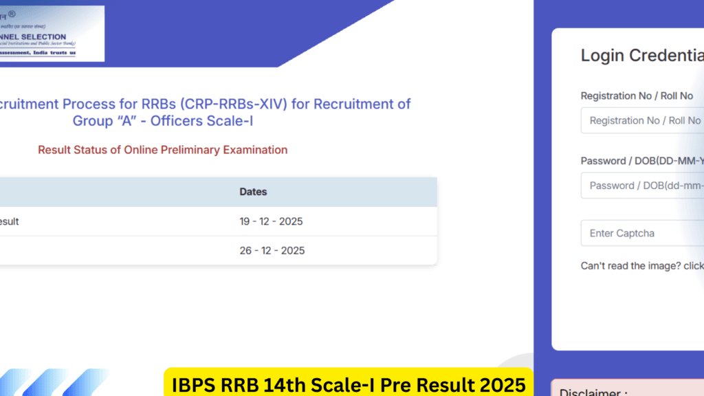 IBPS RRB 14th Scale-I Pre Result 2025