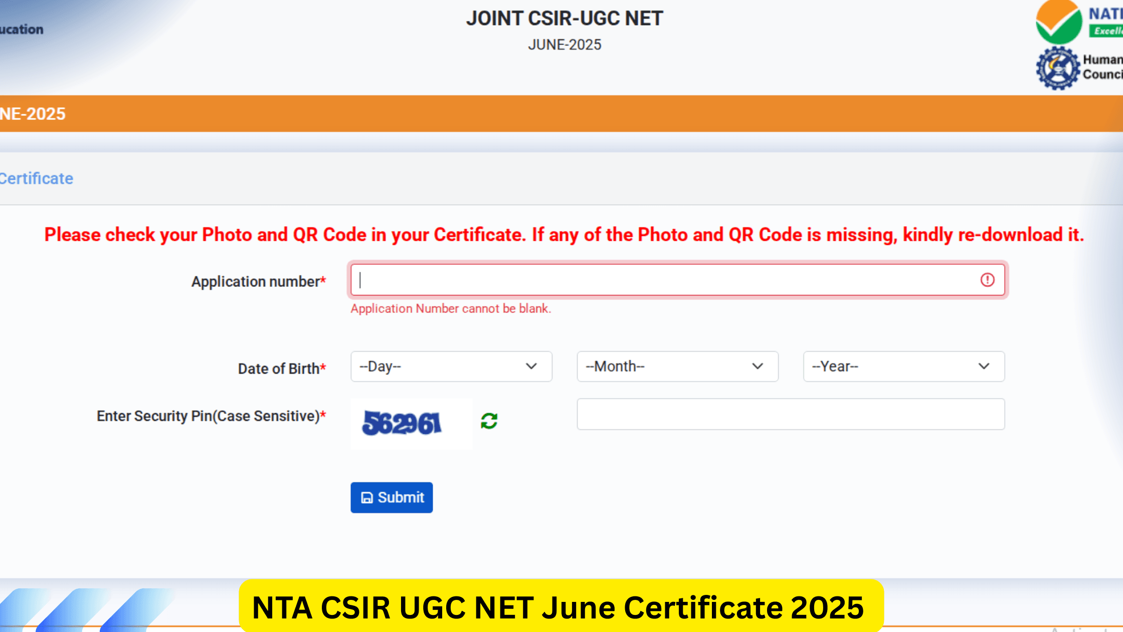 NTA CSIR UGC NET June Certificate 2025