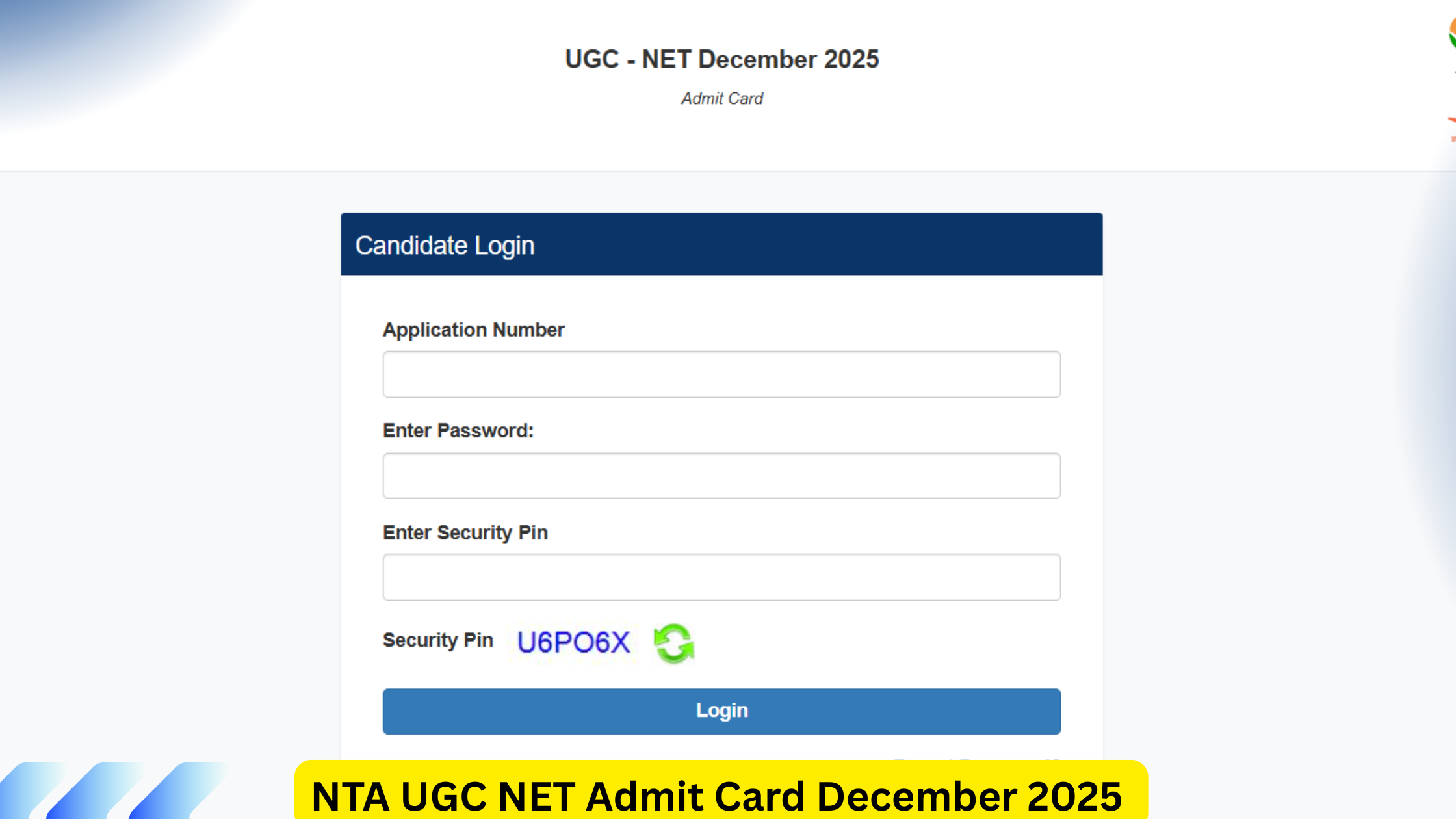 UGC NET Admit Card December 2025