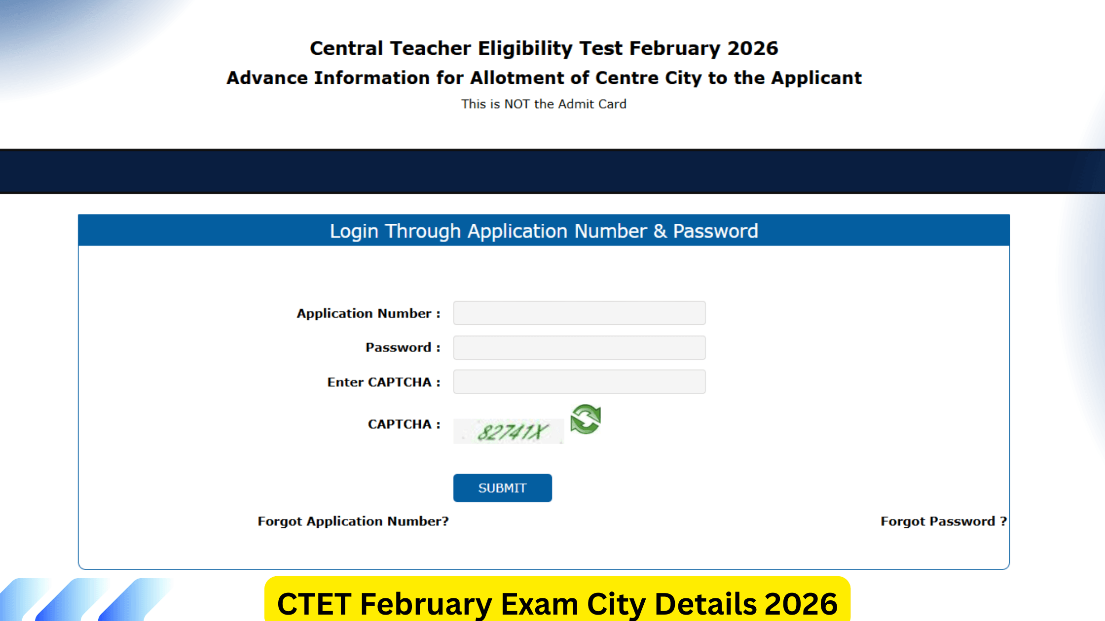 CTET February Exam City Details 2026