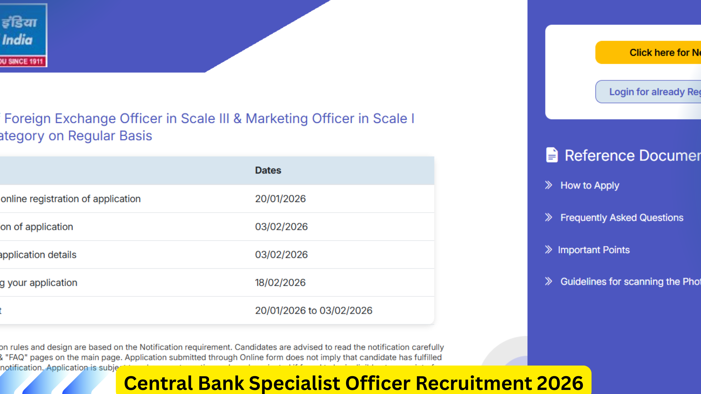 Central Bank Specialist Officer Recruitment 2026