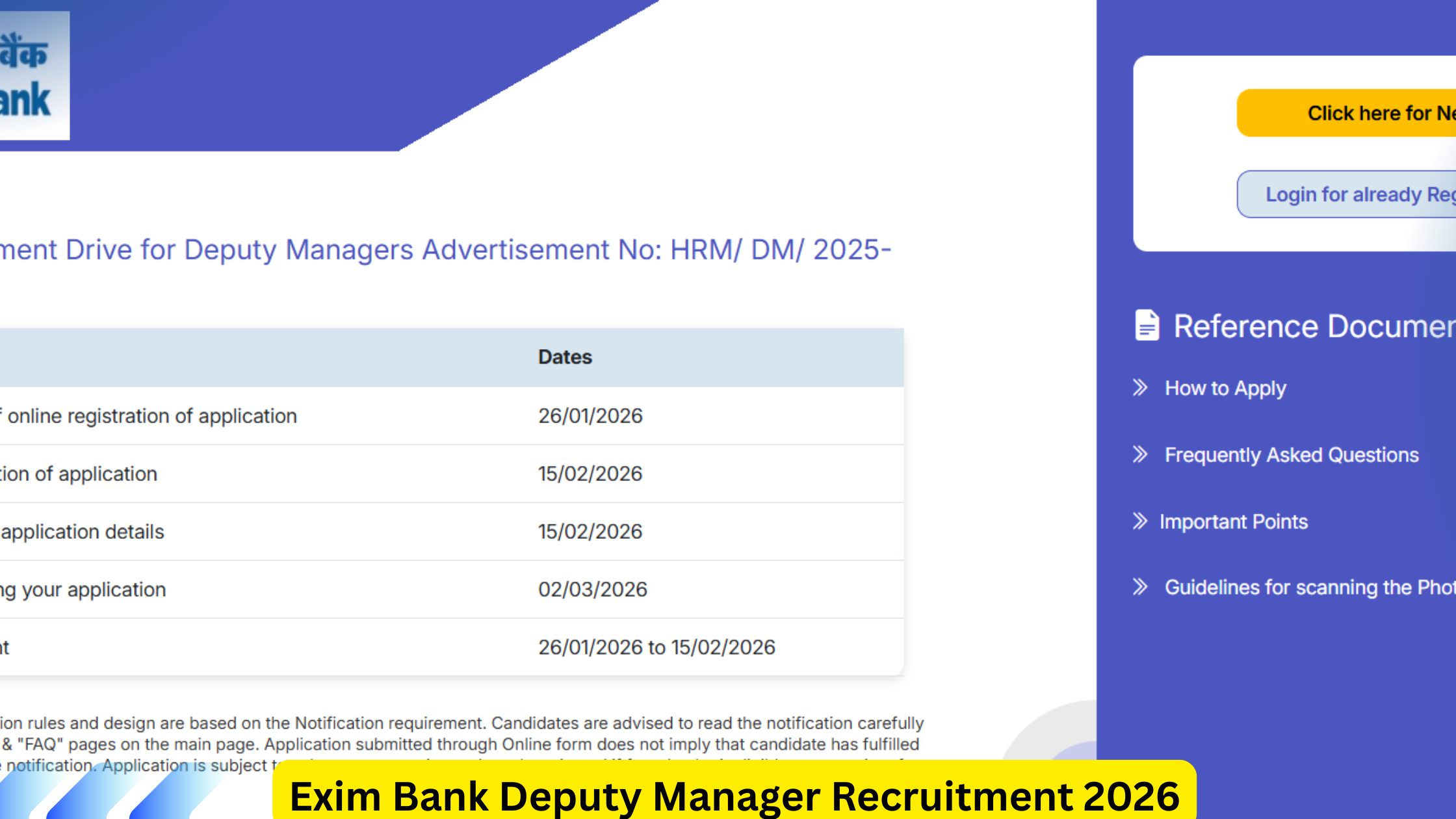 Exim Bank Deputy Manager Recruitment 2026