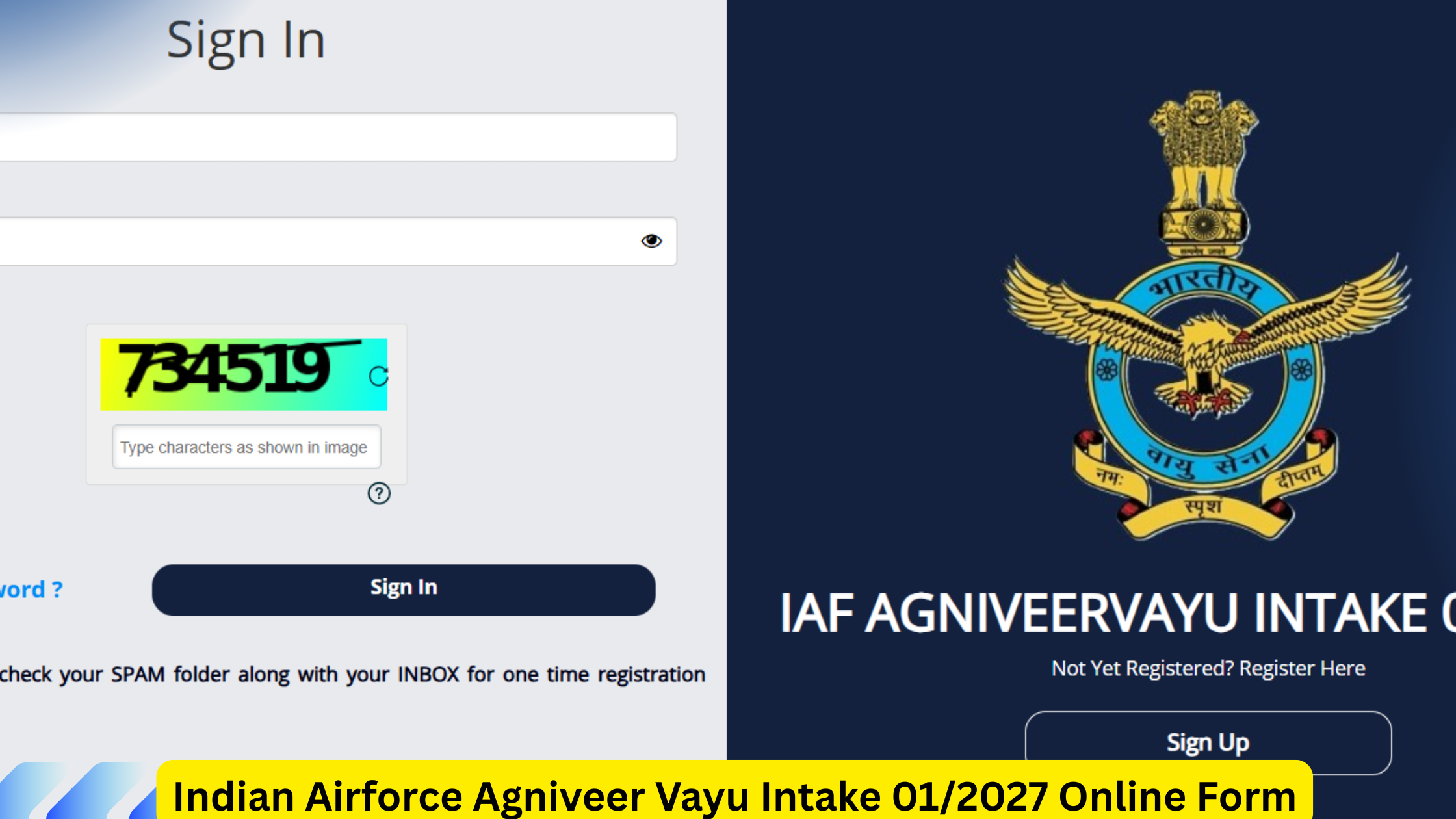 Indian Airforce Agniveer Vayu Intake 01/2027 Online Form