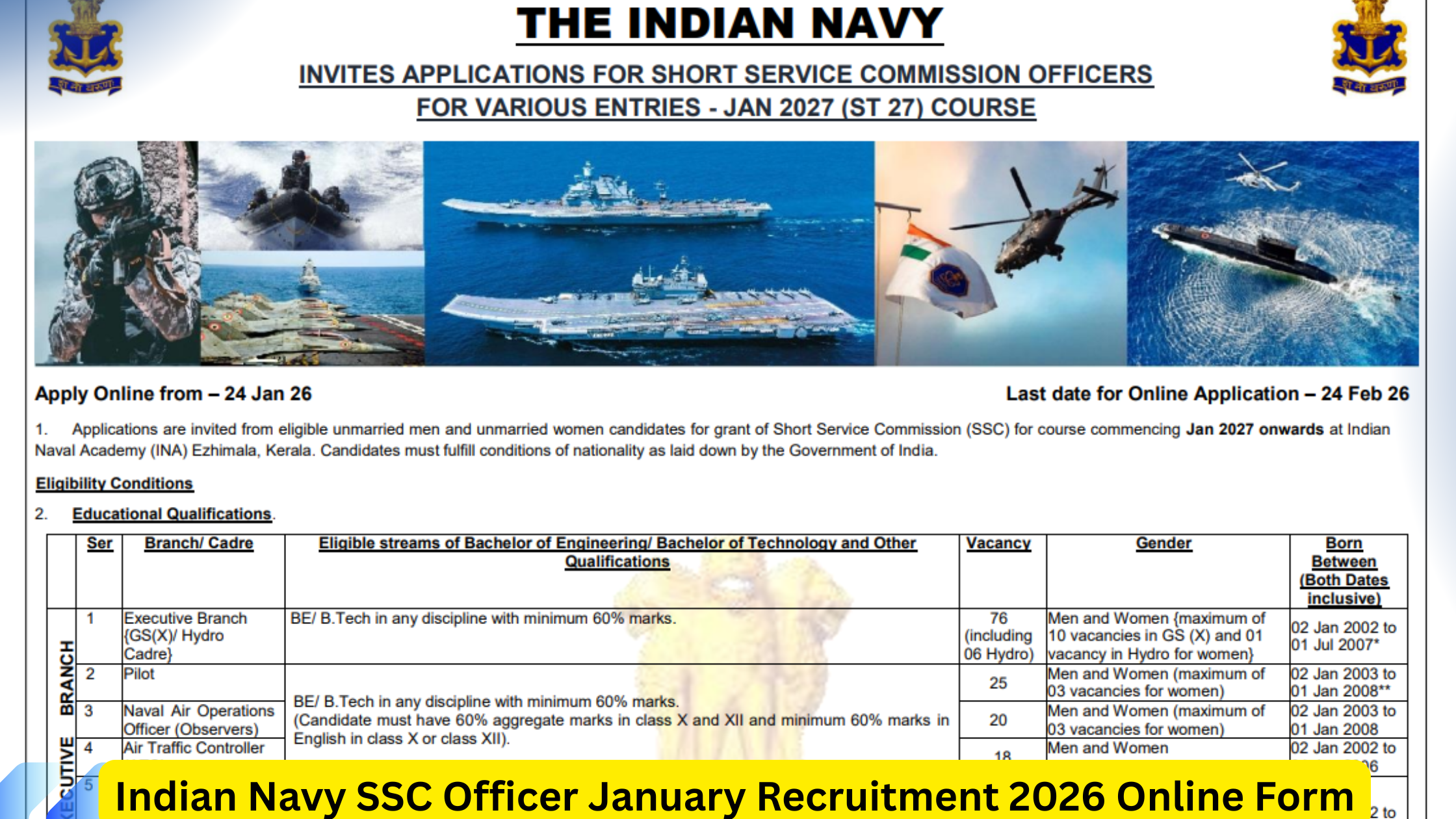 Indian Navy SSC Officer January Recruitment 2026 Online Form