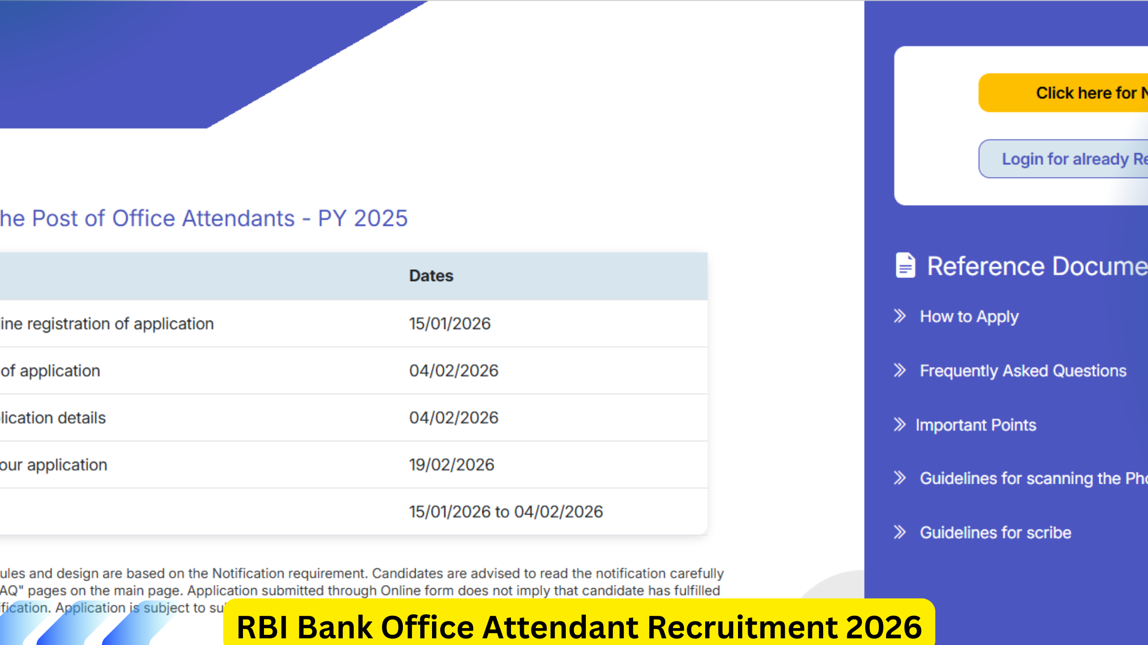 RBI Bank Office Attendant Recruitment 2026