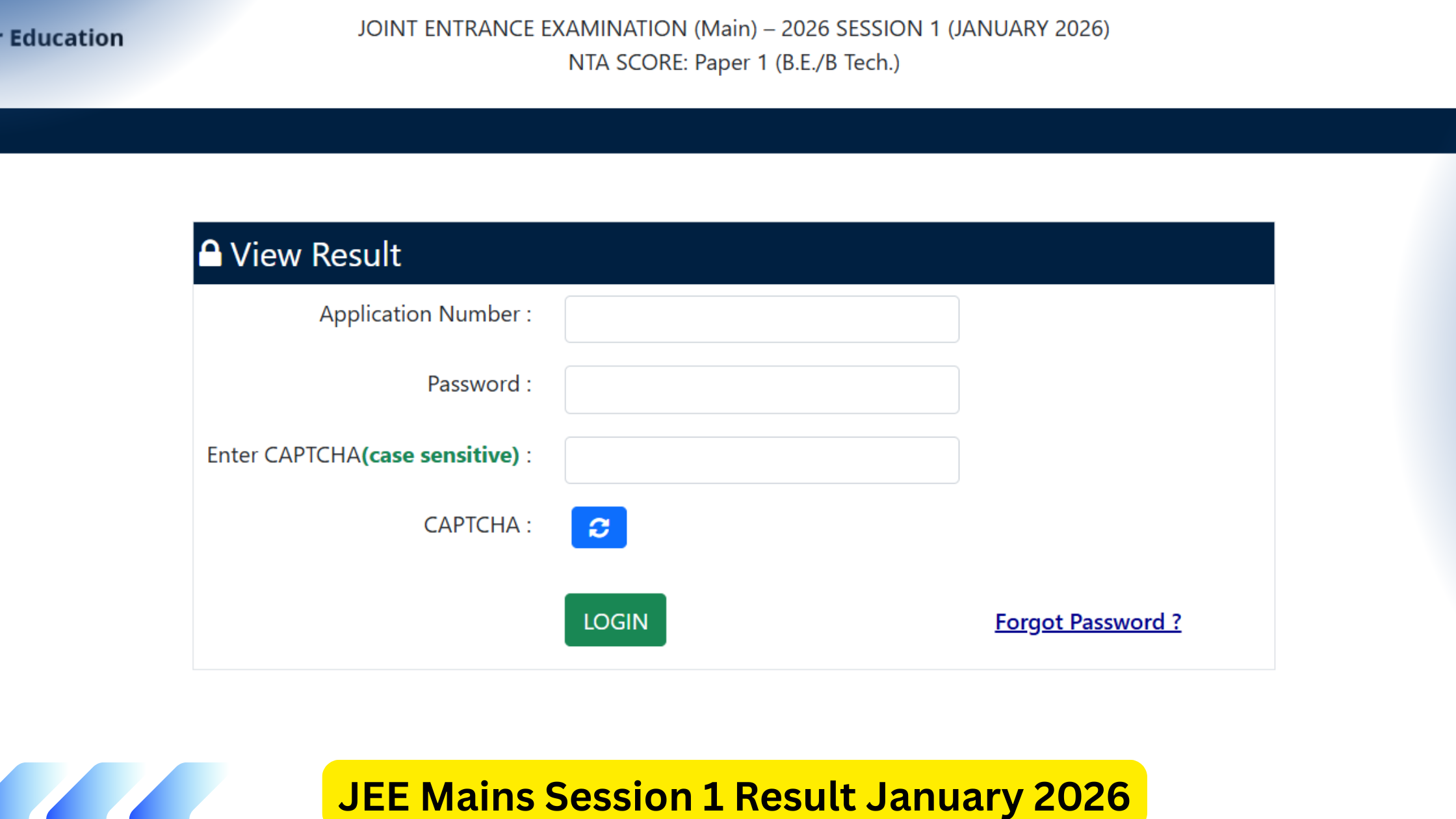 JEE Mains Session 1 Result January 2026