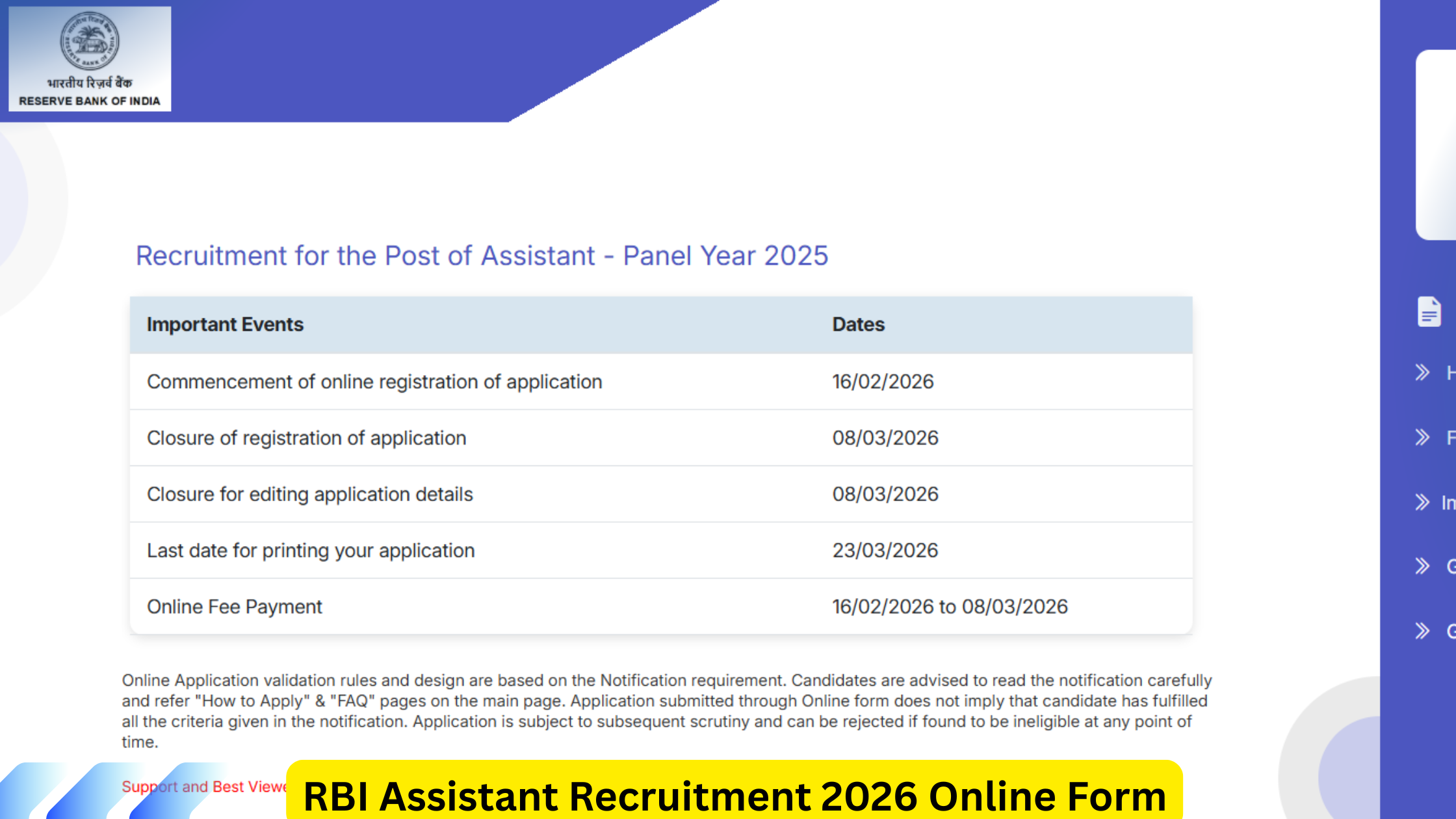 RBI Assistant Recruitment 2026 Online Form