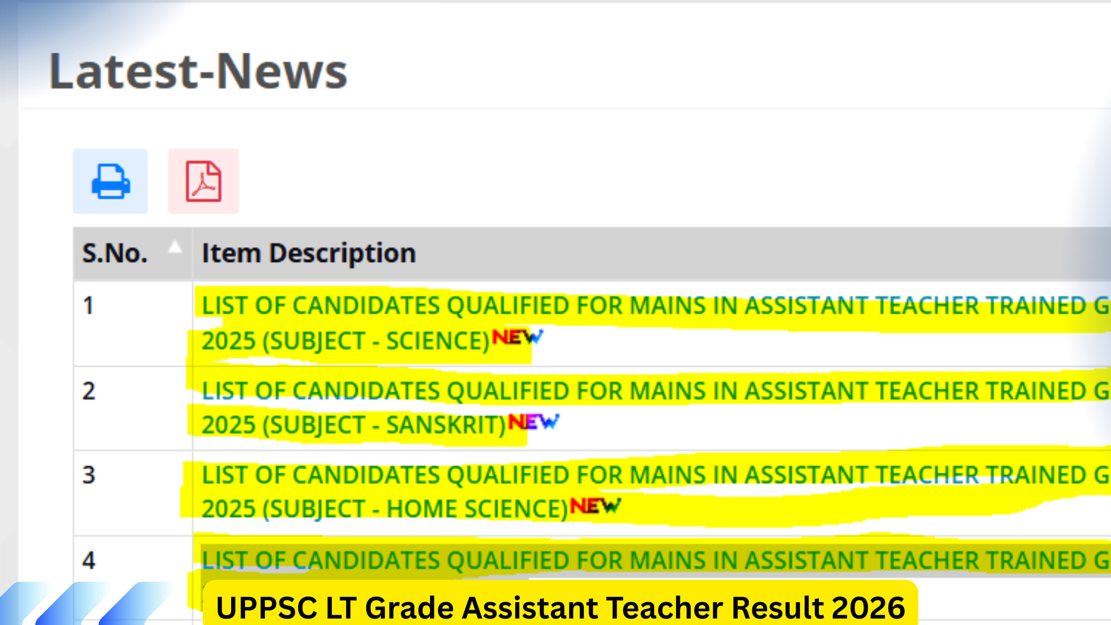 UPPSC LT Grade Assistant Teacher Result 2026