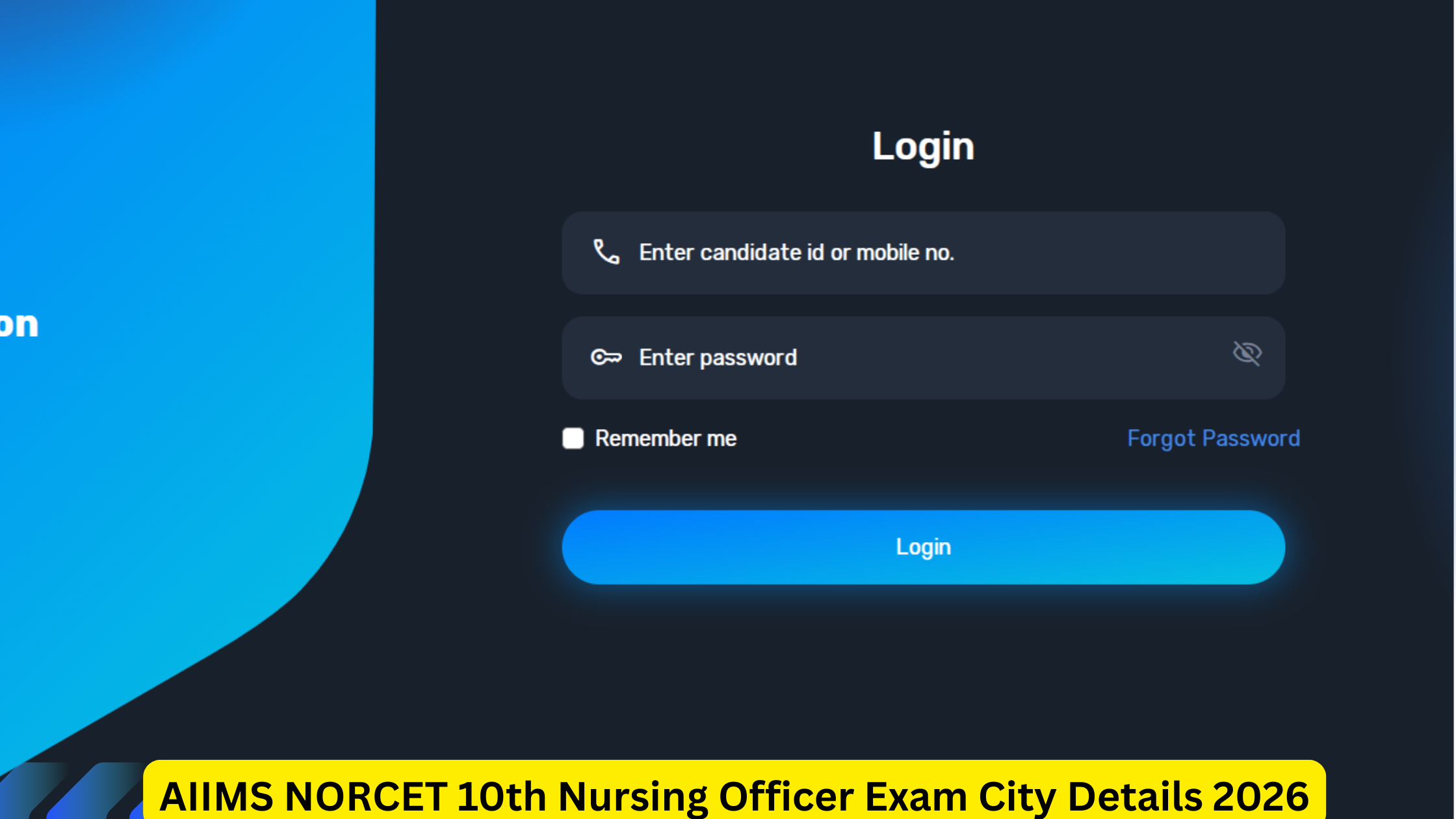 AIIMS NORCET 10th Nursing Officer Exam City Details 2026