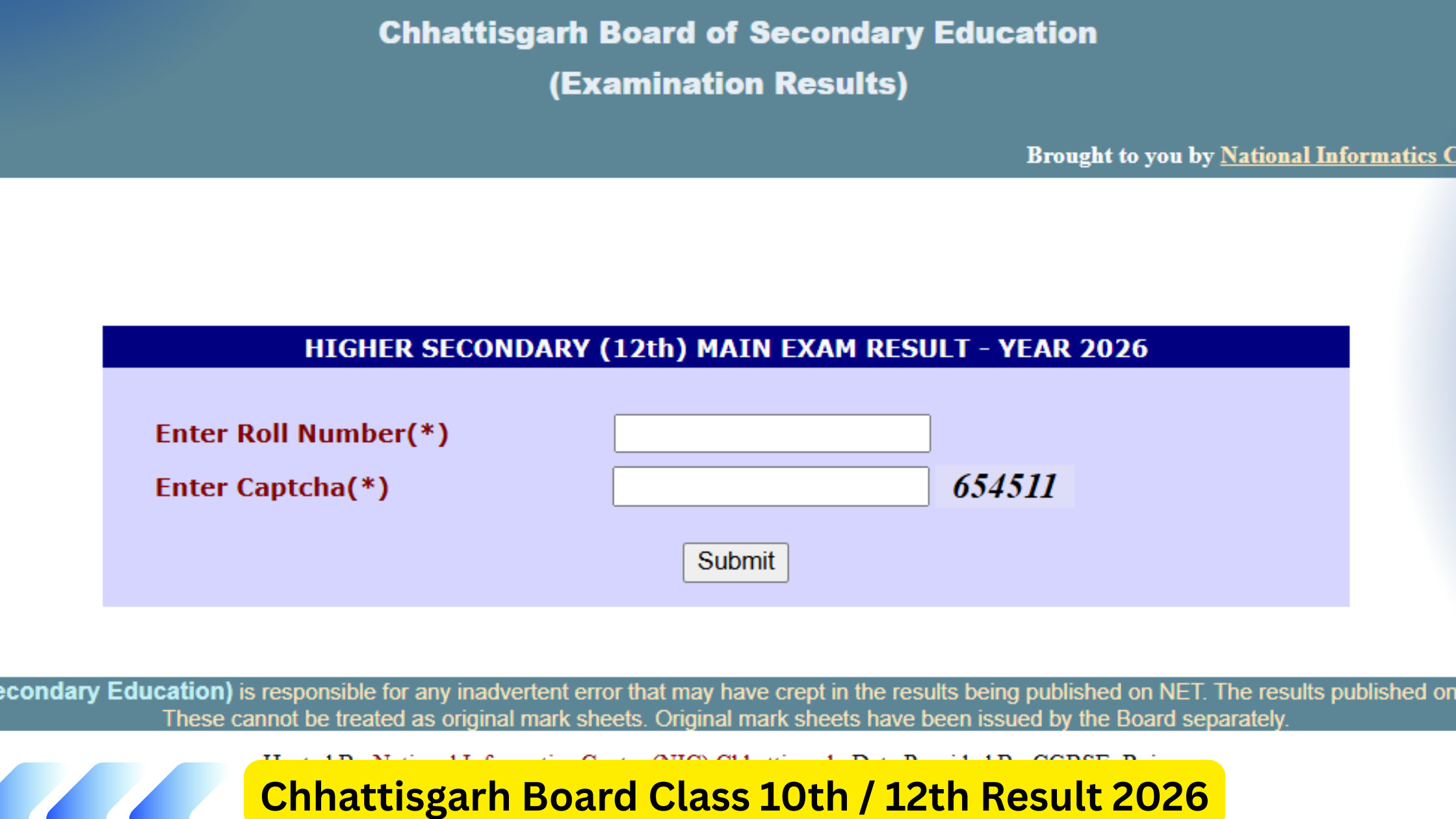 Chhattisgarh Board Class 10th / 12th Result 2026