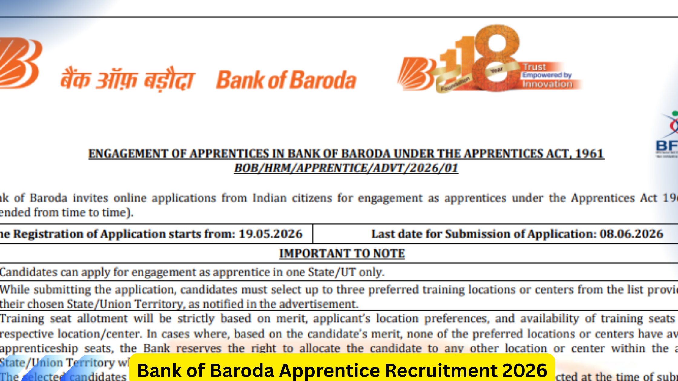 Bank of Baroda Apprentice Recruitment 2026