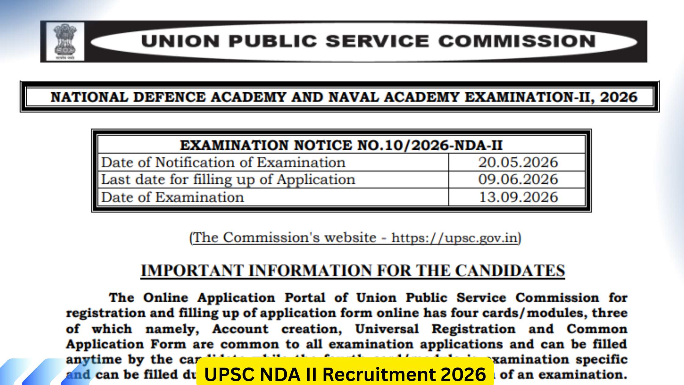 UPSC NDA II Recruitment 2026