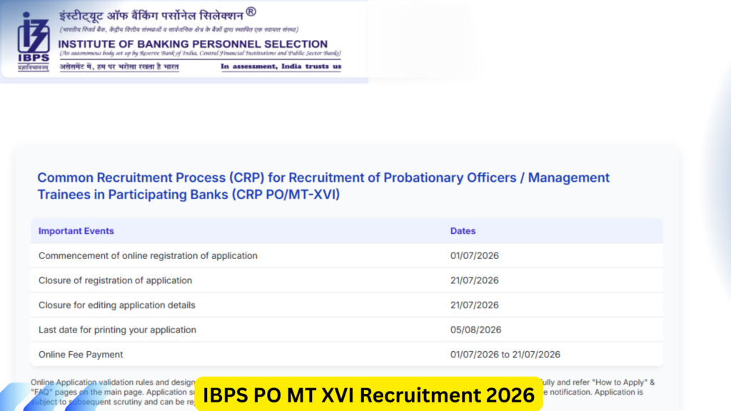 IBPS PO MT XVI Recruitment 2026
