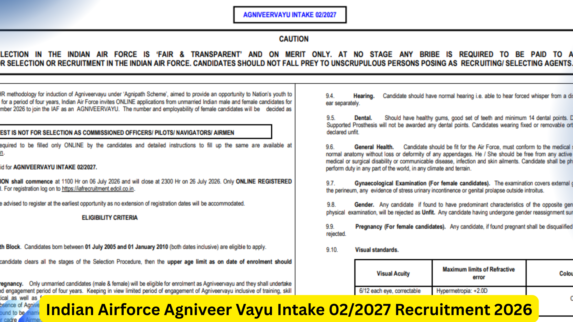 Indian Airforce Agniveer Vayu Intake 022027 Recruitment 2026