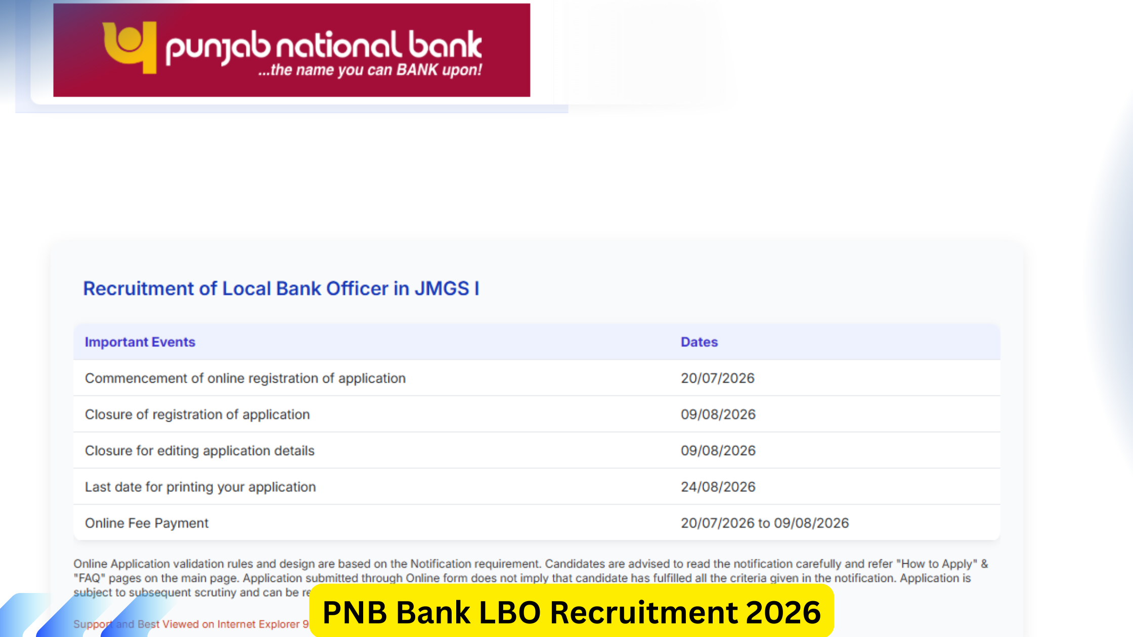 PNB Bank LBO Recruitment 2026