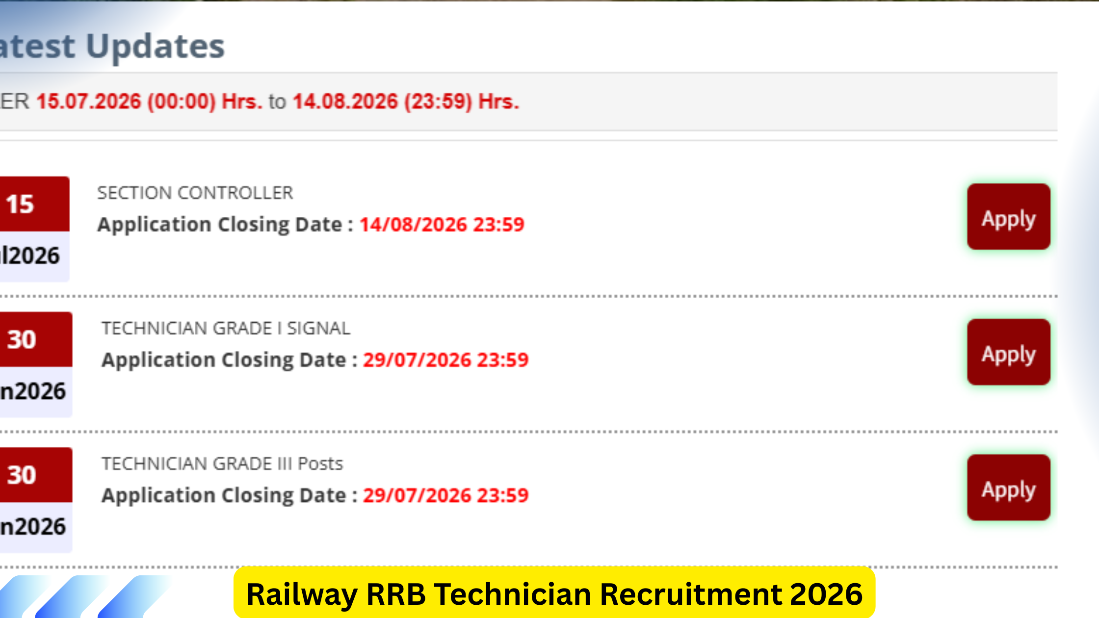Railway RRB Technician Recruitment 2026