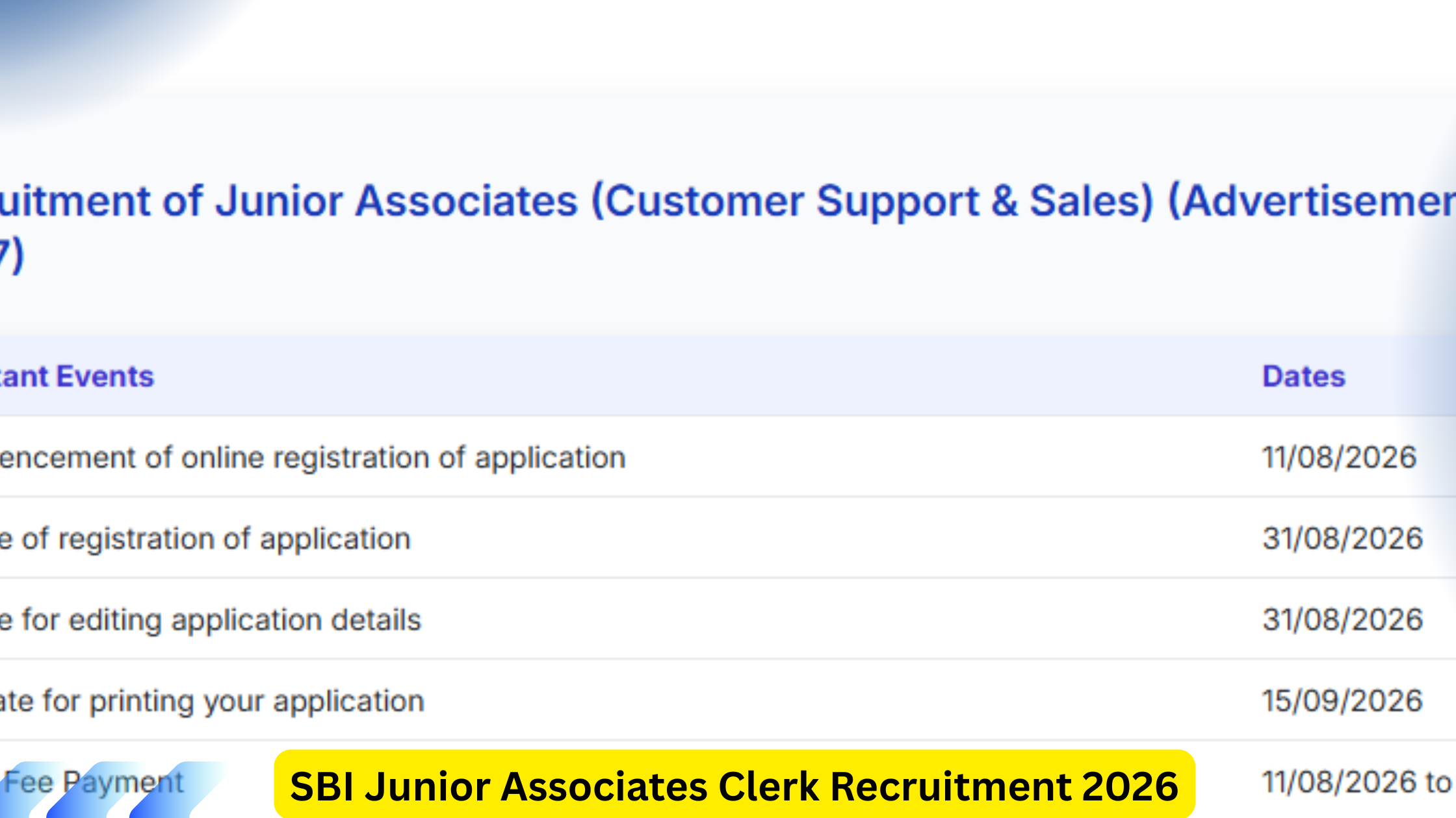 SBI Junior Associates Clerk Recruitment 2026