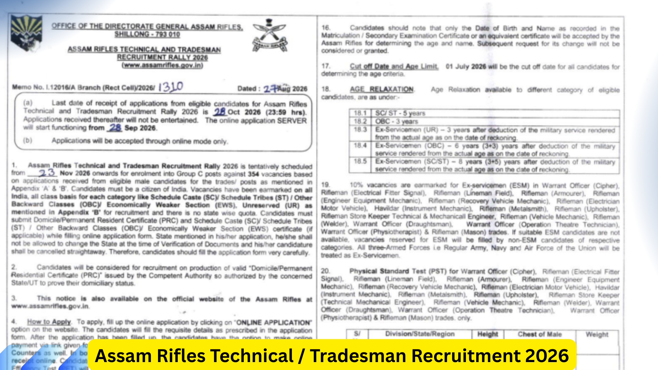 Assam Rifles Technical / Tradesman Recruitment 2026