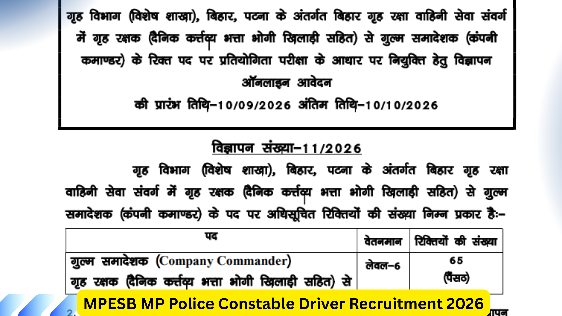 BPSSC Bihar Police Company Commander Recruitment 2026