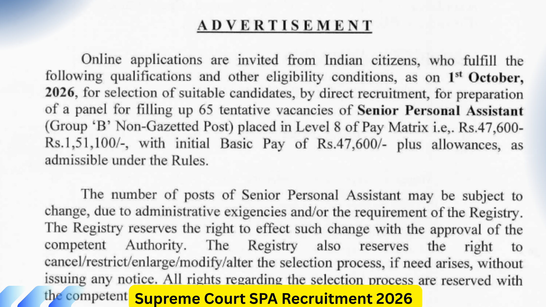 Supreme Court SPA Recruitment 2026